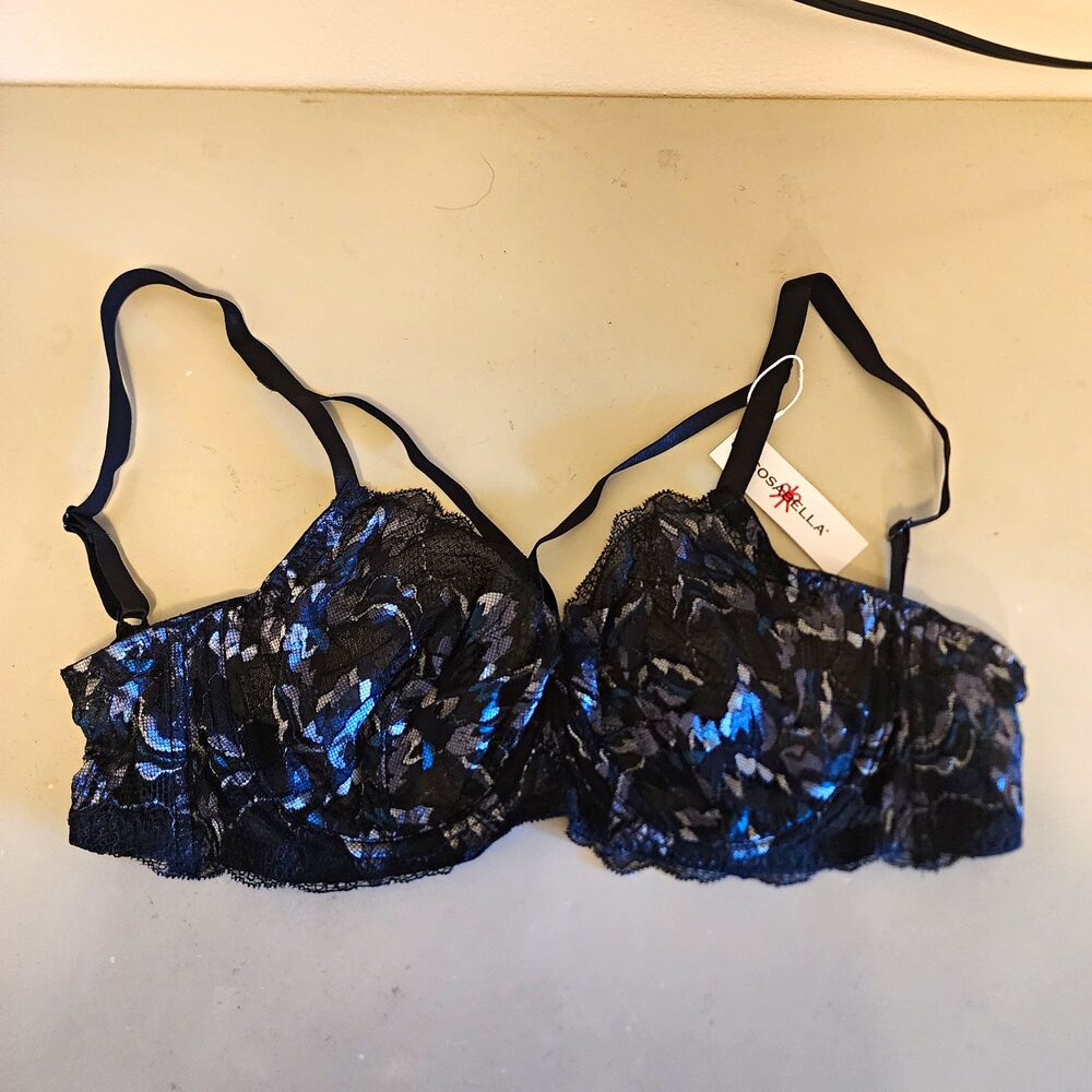Cosabella Lace Paradiso Underwire Demi  Bra Floral Navy/Black 34E NWT $110